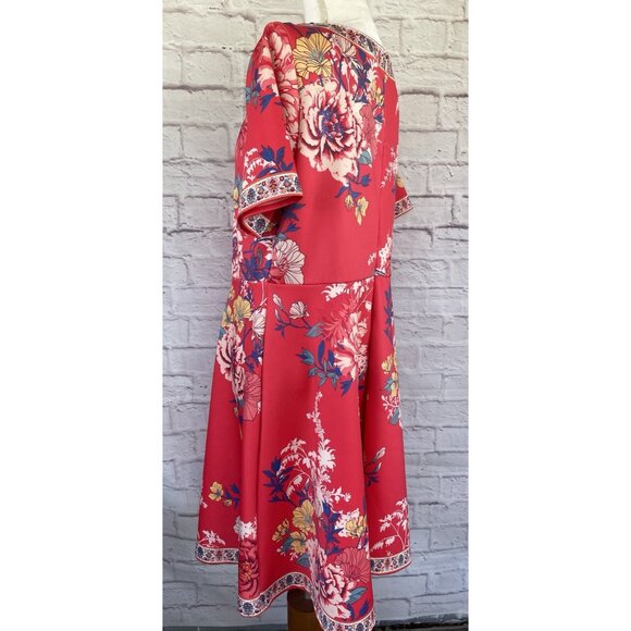 Women’s FLYING TOMATO Orange Dress Size 1X Floral Design Short Sleeve - Picture 5 of 12